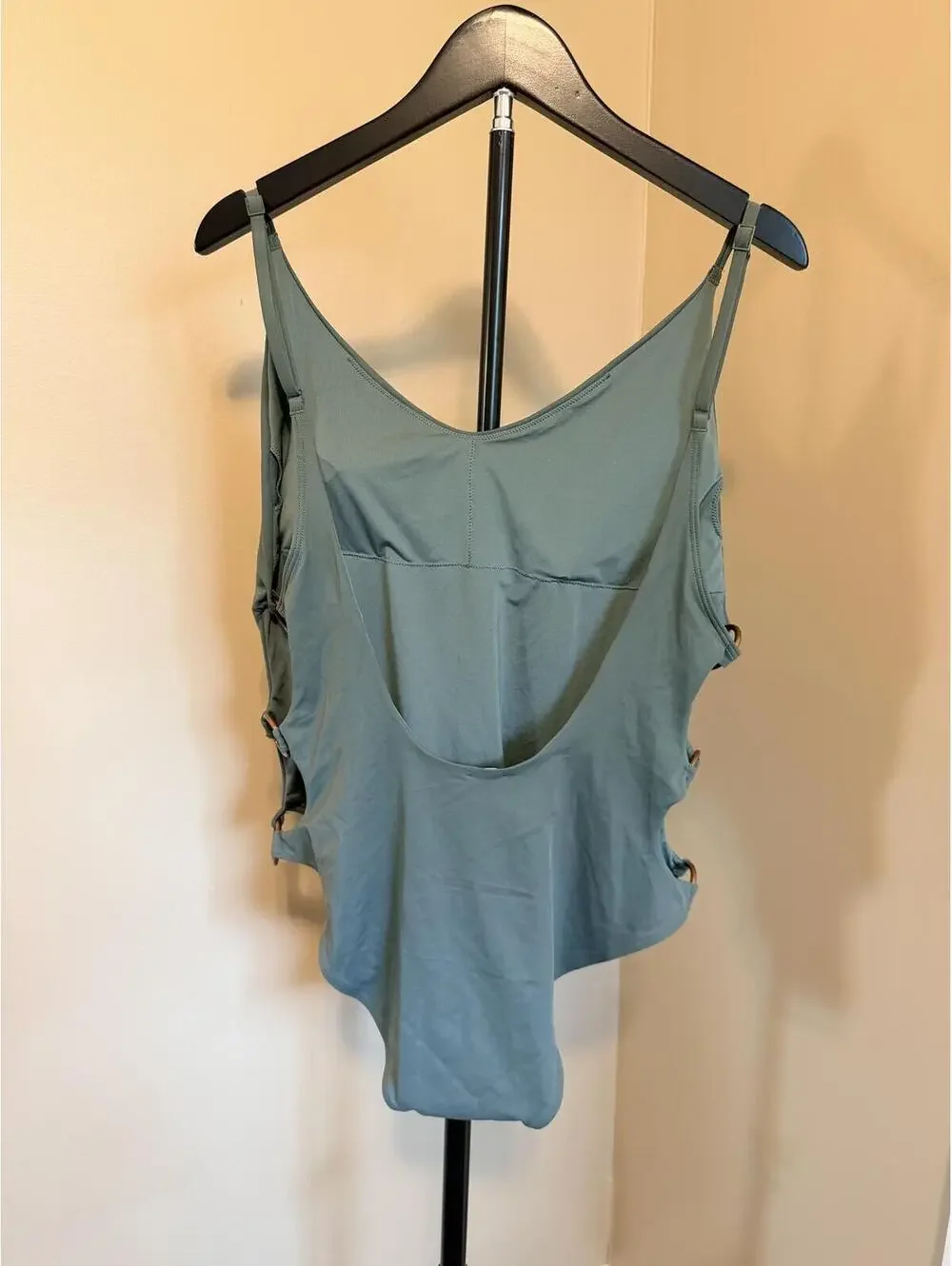 Aerie Sage Green Cutout One Piece Swimsuit XL Ring Detail Side Cut Bathing Suit